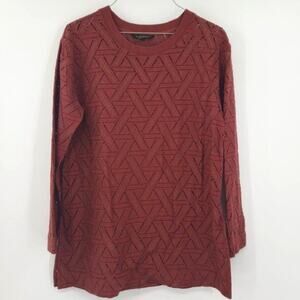 BANANA REPUBLIC Burnt Orange Eyelet Long Sleeve Top Womens Size Medium M